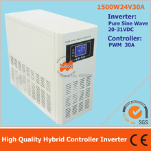 Hybrid controller inverter with UPS for off grid solar power system, 1500W 24V pure sine wave inverter with 30A PWM controller 2024 - buy cheap