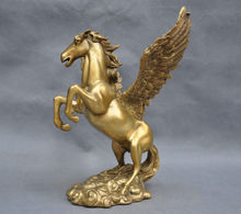 8'' China Pure Bronze Winged Flying Horse Statue Copper Tibetan Buddhist Garden Decoration 100% real Brass Bronze 2024 - buy cheap