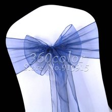 100 шт. темно-синие прозрачные чехлы для стульев из органзы с бантом свадебные вечерние украшения 2024 - купить недорого