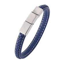 Men Jewelry Punk Leather Bracelet Exquisite Magnet Clasp Stainless Steel Bangle Male Wrist Band Bileklik Fashion Best Gift PW751 2024 - buy cheap