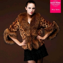 Casaco de pele de raposa falsa leopardo feminino, casaco grosso quente de pele de raposa fashion luxuoso para inverno 2024 - compre barato