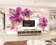 Beibehang flor TV fundo papel de parede 3d flor rosa jóias Europeia quarto sala de estar fundo da parede pintura decorativa 2024 - compre barato