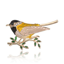 De cristal de esmalte colorido pájaro pequeño rama hoja pernos de La Broche de las mujeres de los hombres animales broches de pájaro para trajes vestido Banquete de regalo de broche 2024 - compra barato