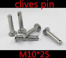 10pcs/lot M10*25  10mm  M10 304 stainless steel Clevis Pin,Flat head cylindrical pin with hole 2024 - buy cheap