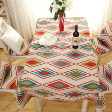 Geometria misturada girando retângulo festa mesa capa travesseiro caso pastoral piquenique xadrez toalha de mesa para casa resistente sala de jantar 2024 - compre barato