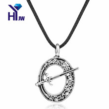 HEYu Norse Viking Jewelry Dark Souls Dark Moon Blade Sword Pendant Necklace Leather Chain Punk Necklace Amulet Colar Gift 2024 - buy cheap
