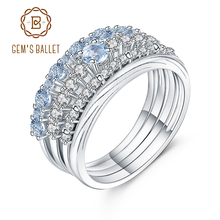Женское кольцо с голубым топазом 925 карата, из серебра пробы 2024 - купить недорого