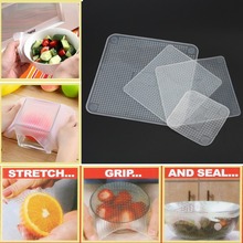 New 4pcs Multifunctional Food Fresh Keeping Saran Wrap Kitchen Tools Reusable Silicone Food Wraps Seal Vacuum Cover Lid Stretch 2024 - buy cheap