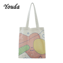 Youda Original Fashion Print Canvas Bags Ladies Casual Simple Shoulder Bag Cute Girl's Portable Shopping Tote Student Handbag 2024 - buy cheap