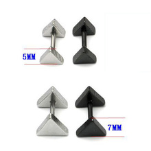 3 5 7 9mm Width Triangle White Black titanium steel Punk Men Screw Back (pierced) Stud earrings 2 colors 2024 - buy cheap