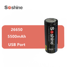 1 шт. оригинальный бренд soshine 26650 аккумулятор 5500 мАч с usb-портом для зарядки аккумуляторная батарея с защитными батареями Micro-usb 2024 - купить недорого