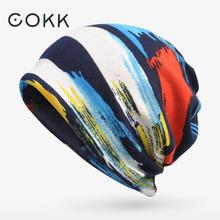 COKK Winter Hat Beanie Turban Hats For Women Men Plus Velvet Warm Stripe Skullies Beanies Hat Male Bone Cap Female Scarf 2 in 1 2024 - buy cheap