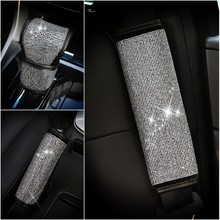 Rhinestone Diamond Car Safety Belt Cover Seat Shoulder Pad Gear Shifter Cover Car Styling Crystal Seat belt Handbrake Cover 2024 - buy cheap