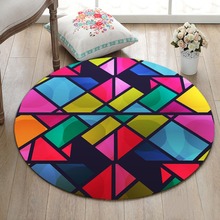 Funny Geometric Puzzle Pattern Blue Yellow Pink Round Carpet Baby Child Home Living Room Bedroom Area Carpet Bathroom Mat Kids 2024 - buy cheap