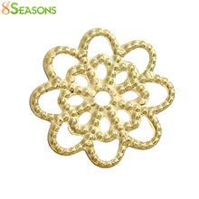 8SEASONS Alloy Embellishments Findings Flower Gold color Hollow 14mm( 4/8") x 14mm( 4/8"), 100 Pcs 2024 - buy cheap