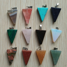 2016 fashion best selling High good assorted natural stone triangle charms pendants fit necklace making 12pcs/lot Wholesale free 2024 - buy cheap