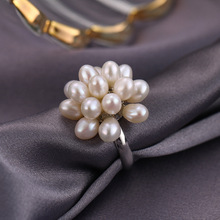 Novo casamento nupcial jóias anéis de dedo branco arroz flor natural de água doce pérola anéis ajustável aberto midi anéis para as mulheres 2024 - compre barato