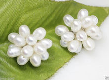 Pendientes de tuerca de plata con perlas de arroz de agua dulce cultivadas blancas, 6-7mm, naturales 2024 - compra barato