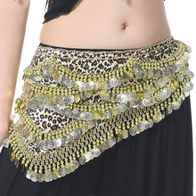 Tribal Fusion Women Dancewear Class Clothing Leopard Hip Scarf Adjustable Fit 400 Gold Coins Belly Dance Triangle Belt 2024 - buy cheap
