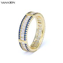 VANAXIN CZ Rings For Women Blue AAA Cubic Zirconia Finger Rings Fashion Party Jewelry High Quality Brass Jewellery New Arrival 2024 - buy cheap