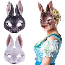 1 шт., Реалистичная маска кролика, Пасха, карнавал, вечеринка, маскарад, Эва, половина лица, кролик, животное, маска, украшение для вечеринки, товары на Хэллоуин 2024 - купить недорого