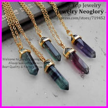 10pcs Natural Multi-Colored Fluorite Gems Stones Necklace Hexagonal Pointed Healing Reiki Chakra Pendant Beads Necklaces 2024 - buy cheap