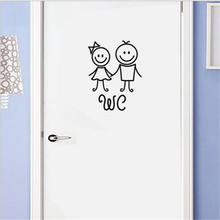 Настенные наклейки для ванной комнаты с изображением героев мультфильмов для девочек и мальчиков, настенные наклейки для ванной комнаты, домашние наклейки, постеры, наклейки на дверь, туалетный знак 2024 - купить недорого