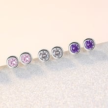 Hainon 2019 New Fashion Brand Jewelry Purple/Red/Pink Crystal Stud Earrings for Women Tiny Simple Round Earrings Christmas gift 2024 - buy cheap