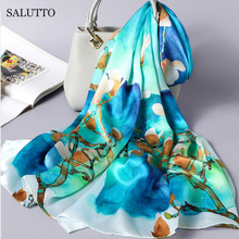 SALUTTO Winter Fashion Women's Scarf Hot Sale Silk Scarves Shawl Spring Autumn Female Silk Scarves Printed Beach Cover-ups 2024 - buy cheap