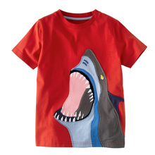 Frete grátis nova moda verão algodão meninas meninos roupas crianças tubarão dos desenhos animados T camisas dos miúdos menino de manga curta t-shirts 2024 - compre barato