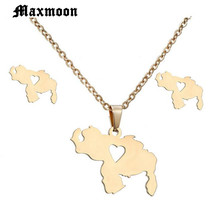 Maxmoon Map Pendant Necklaces and Earrings sets for Women/Girl,Gold Color Map Jewelry sets Kids 2024 - buy cheap