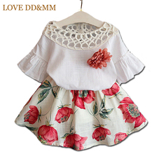 Love dd & mm roupas de meninas, roupas para crianças, blusas floridas + saias, trajes simples para meninas 2024 - compre barato