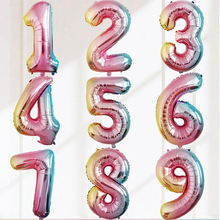 GXINUG-globos de helio de aluminio para niños, decoración para fiesta de cumpleaños, boda, Digital, Arco Iris, 32 pulgadas 2024 - compra barato
