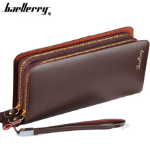 Cartera de cuero PU de alta calidad para hombre, cartera para teléfono, Baellerry de gran capacidad, doble cremallera, billetera para hombre, monedero, tarjetero 2024 - compra barato