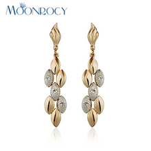 MOONROCY Free Shipping fashion long Crystal Earrings Jewelry Wholesale Zirconia rose gold color Crystal earrings Gift 2024 - buy cheap