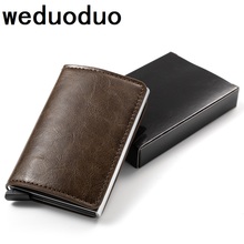 2019 Metal Men Card Holder RFID Aluminium Alloy Credit Card Holder PU Leather Wallet Antitheft Men Wallet Automatic Up Card Case 2024 - buy cheap