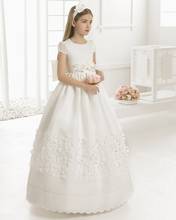 Girl Party Gown 2021 first communion dresses for girl Satin Short Sleeve  Flower Girl Dresses for weddings girls pageant dresses 2024 - buy cheap