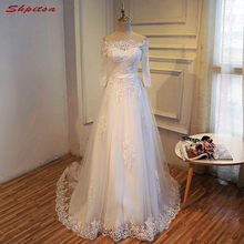 Long Sleeve Lace Wedding Dresses Beaded Off Shoulder A Line Chinese Wedding Gown Weeding Bridal Bride Dresses Weddingdress 2024 - buy cheap