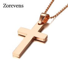 ZORCVENS Classic Mens Rose Gold Color Cross Pendant Necklace Stainless Steel Link Chain Necklace for Women 2024 - buy cheap