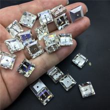 TopStone-diamante de imitación cuadrado para coser, piedra de cristal de Color transparente, 8mm, 6mm, 12mm 2024 - compra barato