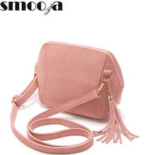 SMOOZA New Tassel Womens Shoulder Bag pu Leather Satchel women Handbag Tote Crossbody Bags for ladies Scrub messenger bag 2024 - buy cheap