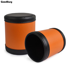 Taza de plástico para dados de cuero naranja, caja de dados poliédricos acrílicos, juego de mesa para beber póker, 6 uds. 2024 - compra barato