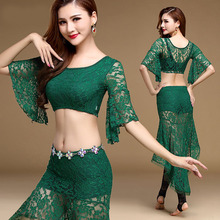 Roupas de dança do ventre roupas indianas sexy rendas mangas curtas oriental dança superior trajes para mulher 2024 - compre barato