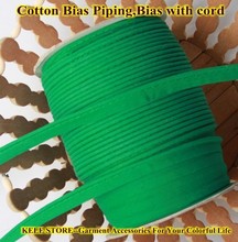 Free shipping-Cotton Bias Piping, Piping tape,bias Tape with cord, size:12mm,1/2" 50m,for DIY sewing garment handmade,Green 2024 - buy cheap
