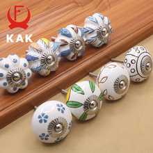KAK-tiradores de porcelana para cajón de cerámica pintados a mano, pomos de gabinete de calabaza, tiradores de armario con base para muebles de niños, 40mm 2024 - compra barato