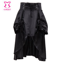 Punk Retro Black Satin Ruffle Steampunk High Waist Skirt Burlesque Sexy Gothic Long Skirts Womens Cool Victorian Skirt Harajuku 2024 - buy cheap