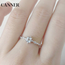 Canner anillo de cristal azul para mujer, estilo sencillo, anillo de dedo de compromiso cuadrado, joyería de moda para mujeres 2024 - compra barato