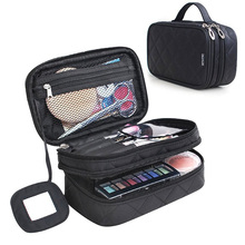 Women Portable Travel Cosmetic Bag Double layer Zipper Make Up Organizer Bag Multifunctional Kits Toiletry Case With Mirror 2024 - buy cheap