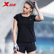 Xtep Women's Short Sleeve Cotton Top Tees Solid Color Women Running Basic Sports T-Shirts Female Fitness T-Shirt 882228019147 2024 - buy cheap