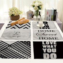 Almofada para mesa de decoração, preto e branco, tecido, apoio para mesa, cozinha 2024 - compre barato